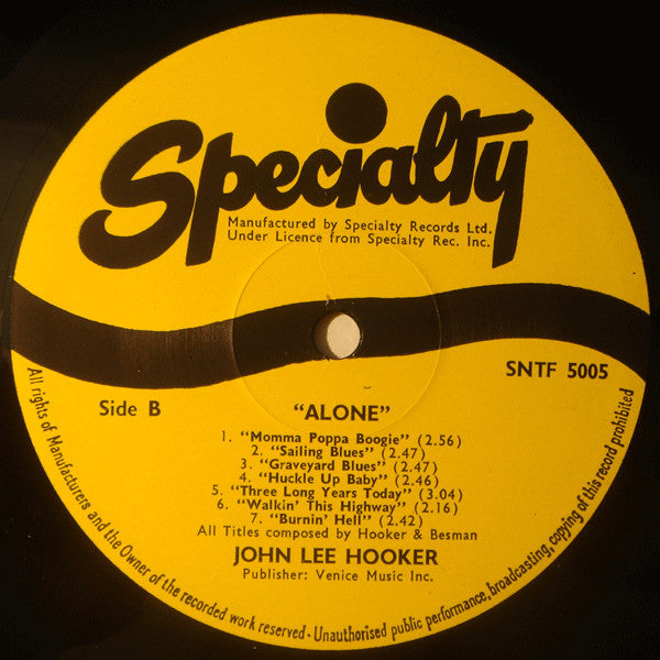 John Lee Hooker : Alone (LP, Comp)