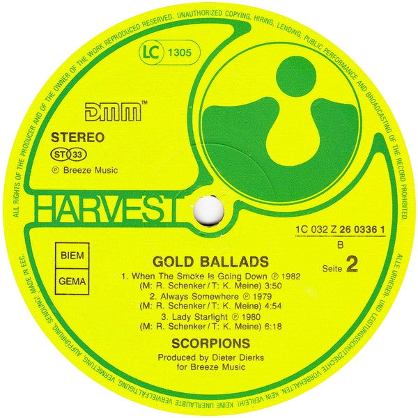 Scorpions : Gold Ballads (LP, Comp)