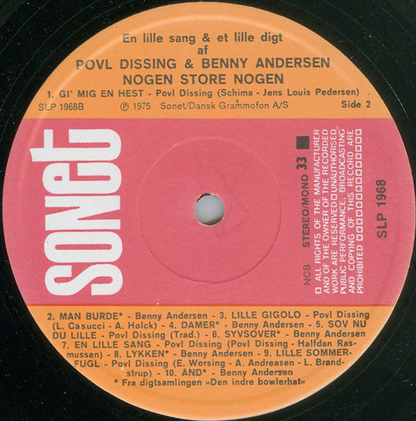 Povl Dissing & Benny Andersen : Nogen Store Nogen (LP, Comp)