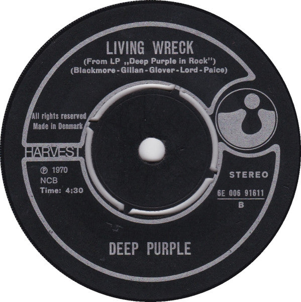 Deep Purple : Black Night / Living Wreck (7", Single)