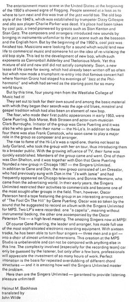 The Singers Unlimited : A Capella (LP, Album, RE)