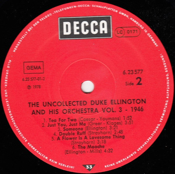 Duke Ellington And His Orchestra : The Uncollected Duke Ellington And His Orchestra Volume 3: 1946 (LP, Album, Mono)