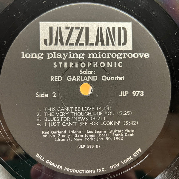 Red Garland Quartet : Solar (LP, Album)