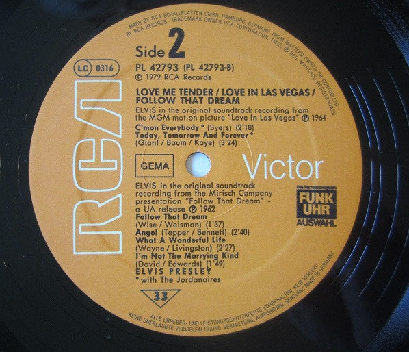 Elvis Presley : Love Me Tender / Love In Las Vegas / Follow That Dream (LP, Comp, Mono)