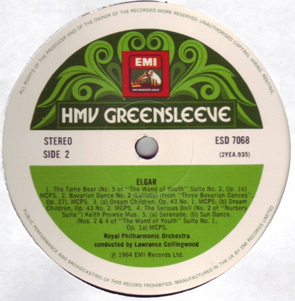 Sir Edward Elgar / Royal Philharmonic Orchestra Conducted By Lawrance Collingwood : The Miniature Elgar (LP)