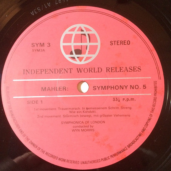 Gustav Mahler - Wyn Morris, Symphonica Of London, Roland Hermann : Symphony No.5 In C Sharp Minor / Lieder Eines Fahrenden Gesellen (2xLP, Gat)