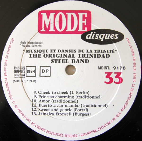 The Original Trinidad Steel Band : Musique Et Danses De La Trinité (LP, Album)