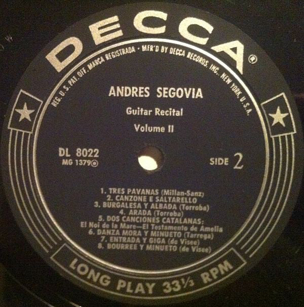 Andrés Segovia : Guitar Solos (LP, RE)