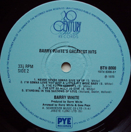 Barry White : Greatest Hits (LP, Comp)