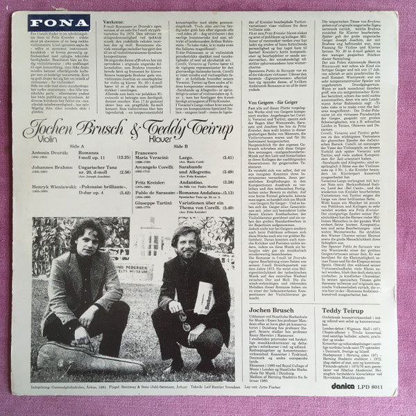 Jochen Brusch : Værker For Violin Og Klaver Af: Tartini, Wieniawski, Kreisler, Brahms, Corelli, Dvorak, Veracini Og Sarasate (LP)