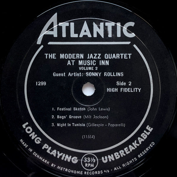 The Modern Jazz Quartet Guest Artist: Sonny Rollins : The Modern Jazz Quartet At Music Inn / Volume 2 (LP, Mono)