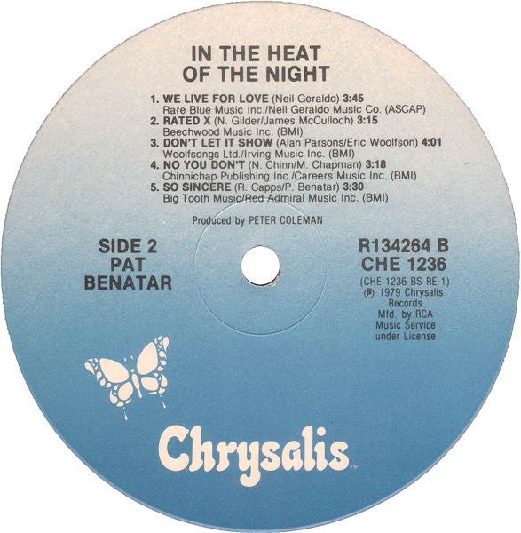 Pat Benatar : In The Heat Of The Night (LP, Album, Club)
