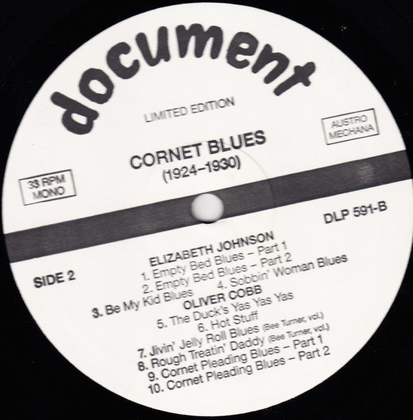 Various : Cornet Blues (1924-1930): The Complete Recordings Of Sadie McKinney, Arah "Baby" Moore, Cleo Gibson, David Pearson, Elizabeth Johnson (LP, Comp, Mono, Ltd, RM)