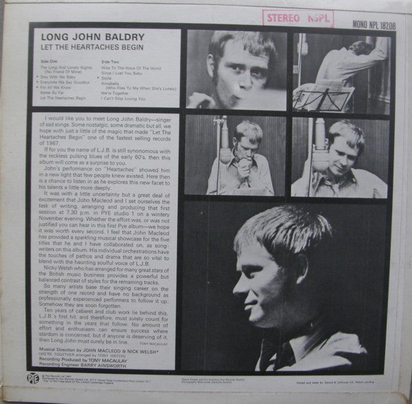 Long John Baldry : Let The Heartaches Begin (LP, Album)
