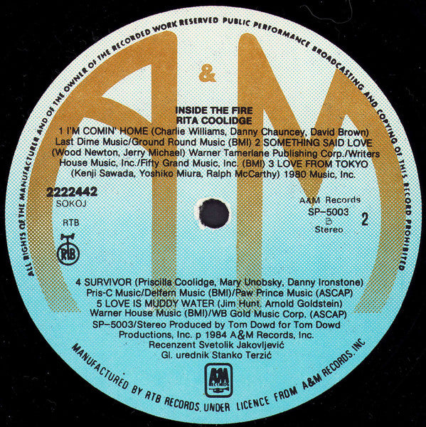 Rita Coolidge : Inside The Fire (LP, Album)