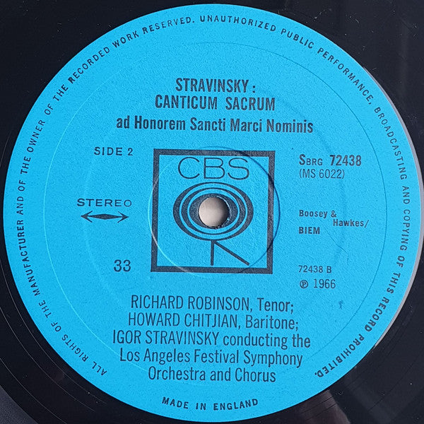 Igor Stravinsky : Agon - Canticum Sacrum (LP, RE)