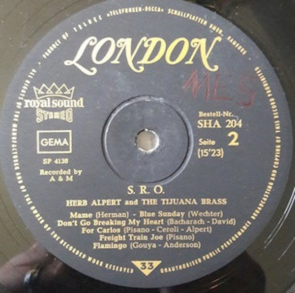 Herb Alpert & The Tijuana Brass : S.R.O. (LP, Album)