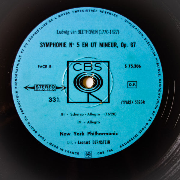 Ludwig Van Beethoven / Leonard Bernstein, New York Philharmonic : 5e Symphonie En Ut Mineur Op. 67 (LP, Gat + 7")