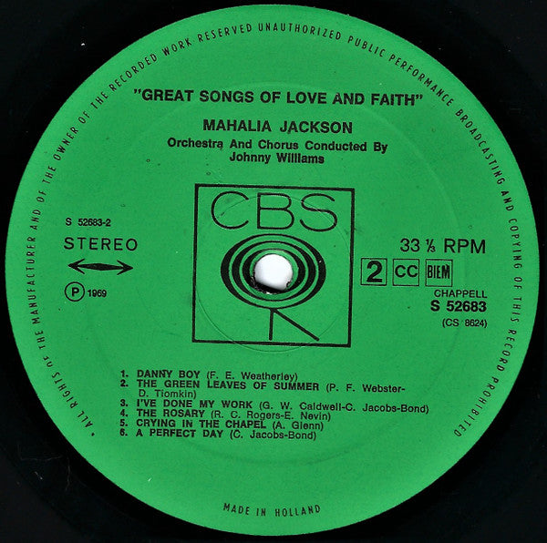 Mahalia Jackson : Great Songs Of Love And Faith (LP, Album, RE)