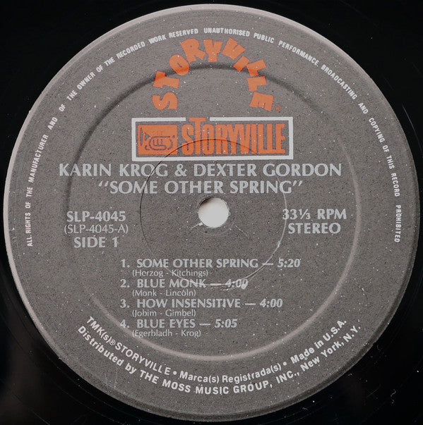 Karin Krog & Dexter Gordon : Some Other Spring (LP, Album)