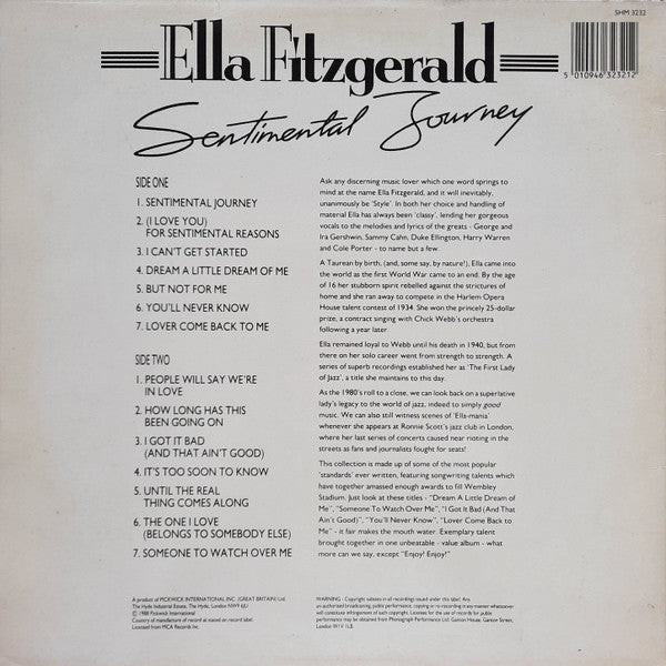Ella Fitzgerald : Sentimental Journey (LP, Comp)