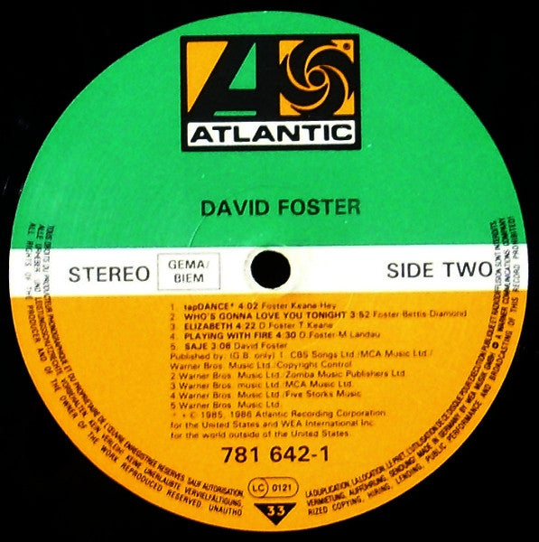 David Foster : David Foster (LP, Album)