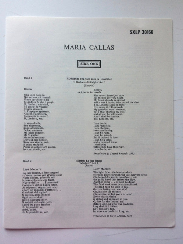 Maria Callas : Operatic Arias (LP, Comp)