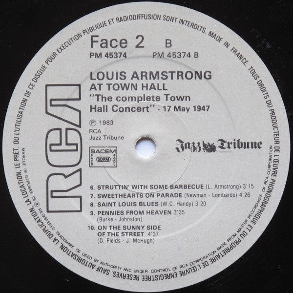 Louis Armstrong : Louis Armstrong At Town Hall "The Complete Town Hall Concert" 17 May 1947 (2xLP, Album, Gat)