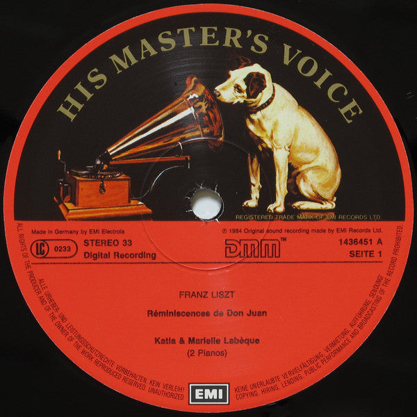 Franz Liszt, Katia Et Marielle Labèque : Music For Two Pianos = Musik Für Zwei Klaviere (LP)