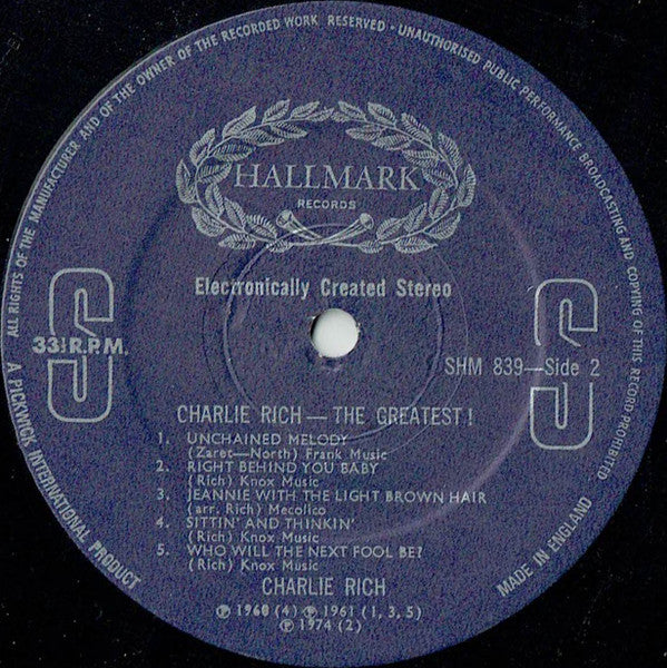 Charlie Rich : The Greatest! (LP, Comp)