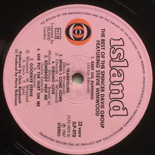 The Spencer Davis Group Featuring Steve Winwood : The Best Of The Spencer Davis Group Featuring Stevie Winwood (LP, Comp)