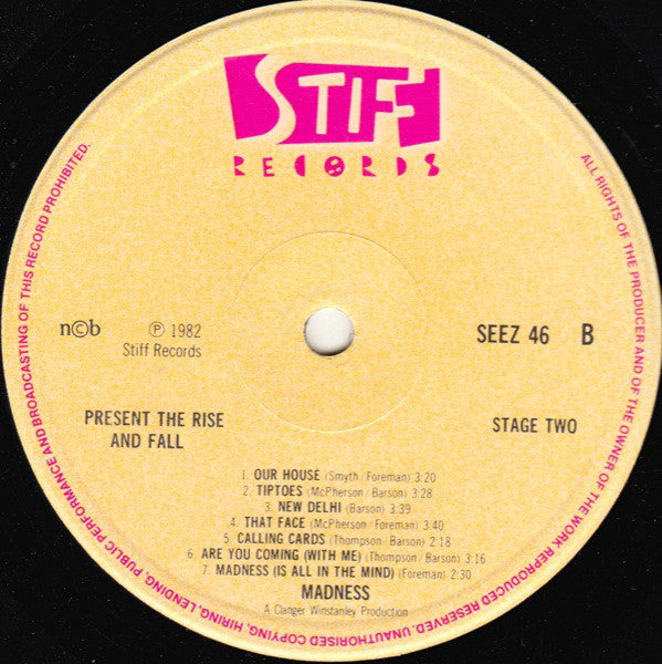 Madness : Presents The Rise & Fall (LP, Album, Yel)