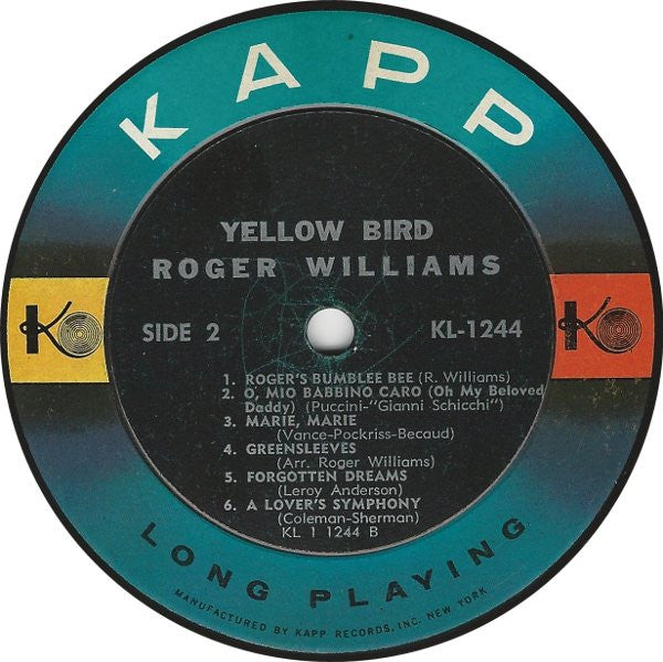 Roger Williams (2) : Yellow Bird (LP, Mono)