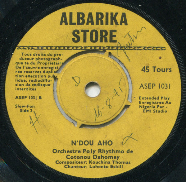 T.P. Orchestre Poly-Rythmo : Min Nun Doto / N'Dou Aho (7", EP)