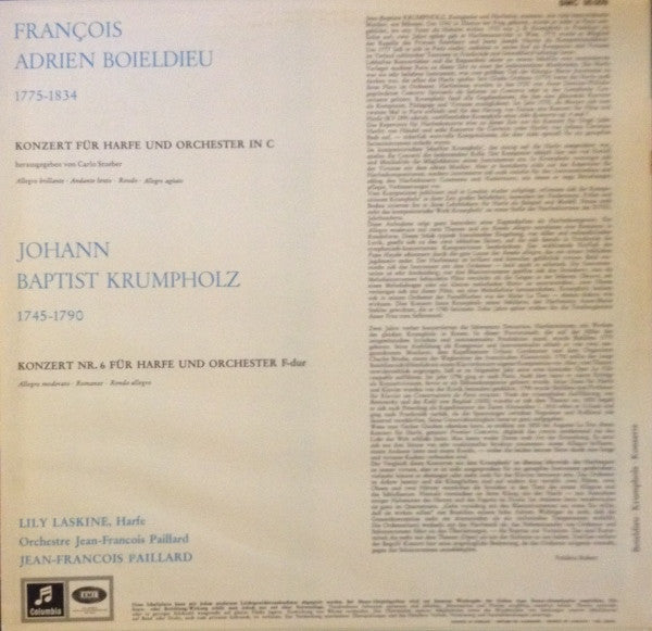 François-Adrien Boieldieu / Johann Baptist Krumpholtz : Konzert Für Harfe Und Orchester In C / Konzert Nr. 6 Für Harfe Und Orchester F-dur (LP)