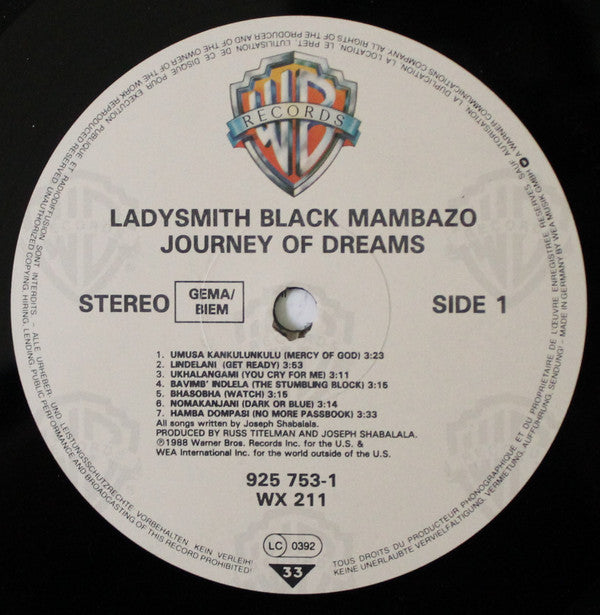 Ladysmith Black Mambazo : Journey Of Dreams (LP, Album)