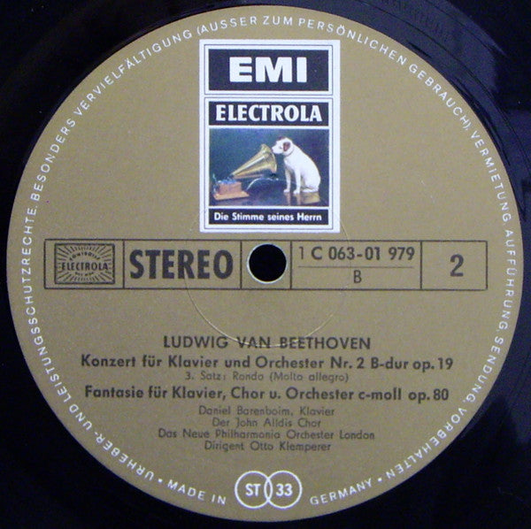 Ludwig van Beethoven, Daniel Barenboim - Otto Klemperer, New Philharmonia Orchestra : 2. Klavierkonzert / Chor-Fantasie C-Moll Op. 80 (LP)