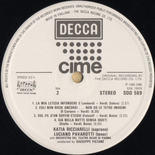 Katia Ricciarelli, Luciano Pavarotti : Al Teatro Regio Di Parma (LP)