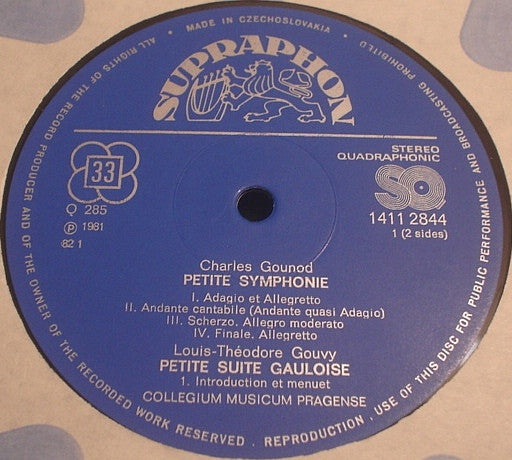 Charles Gounod / Vincent d'Indy / Louis Théodore Gouvy, Collegium Musicum Pragense : Petite Symphonie / Chanson Et Danses / Petite Suite Gauloise (Pour Instruments À Vent) (LP, Quad, SQ)