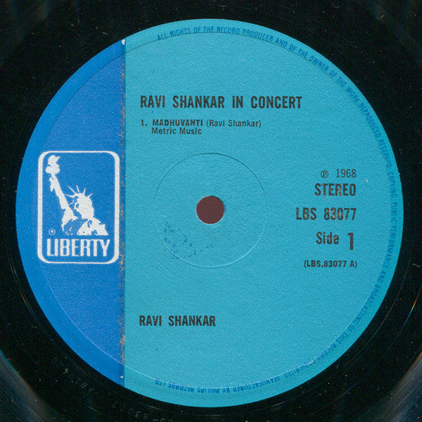 Ravi Shankar : In Concert (LP, Album, RE)