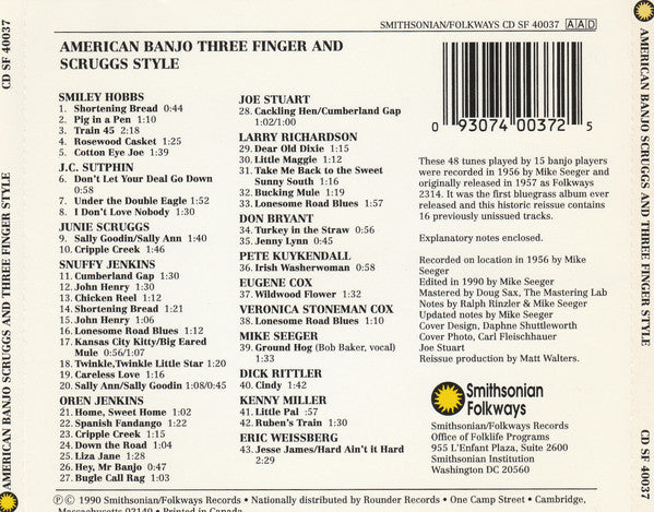 Various : American Banjo: Three-Finger And Scruggs Style (CD, Album, RE)