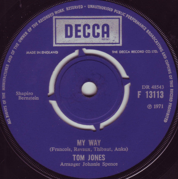 Tom Jones : She's A Lady (7", Single)