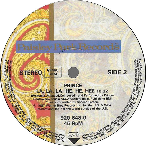 Prince : Sign "O" The Times (12", Single)