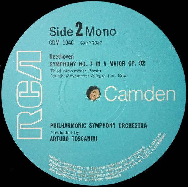 Ludwig van Beethoven, Arturo Toscanini, Philharmonic-Symphony Orchestra Of New York : Symphony No.7 In A Major Op.92 (LP, RE)