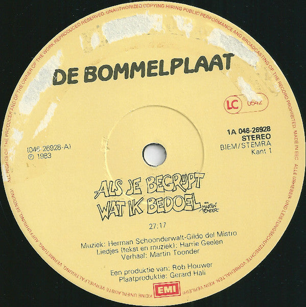 Marten Toonder : Als Je Begrijpt Wat Ik Bedoel (De Bommelplaat) (LP, Album)