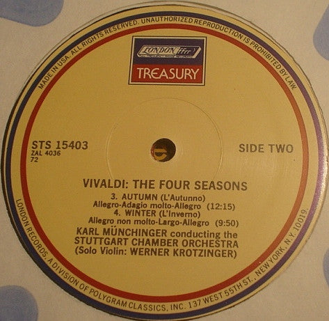 Antonio Vivaldi - Stuttgarter Kammerorchester, Karl Münchinger : The Four Seasons (LP, Album, RE, RP, 72 )