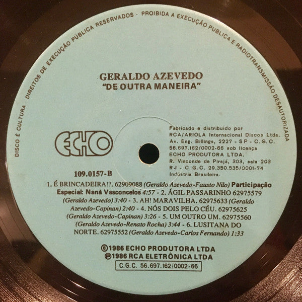 Geraldo Azevedo : De Outra Maneira (LP, Album)
