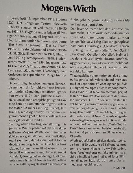 Mogens Wieth : Den Blå Anemone (LP, Comp)