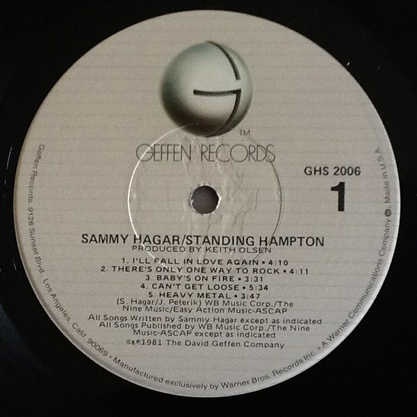 Sammy Hagar : Standing Hampton (LP, Album)