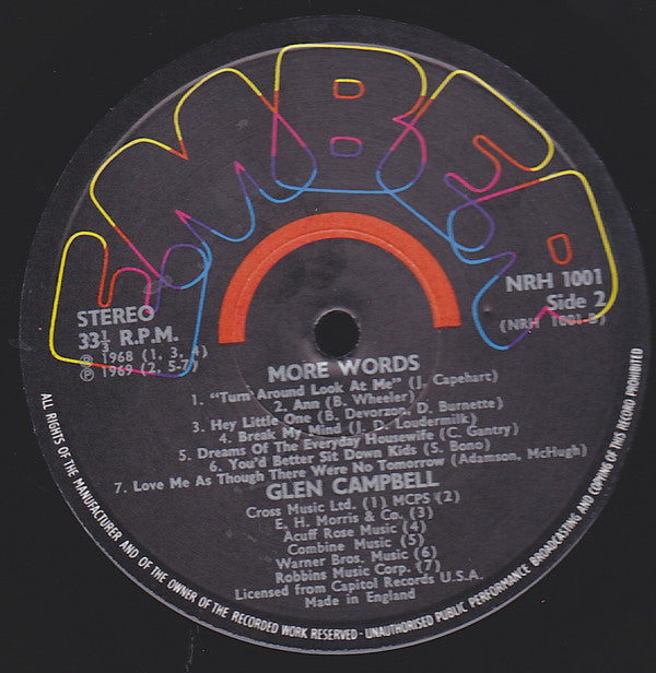 Glen Campbell : More Words (LP, Comp)